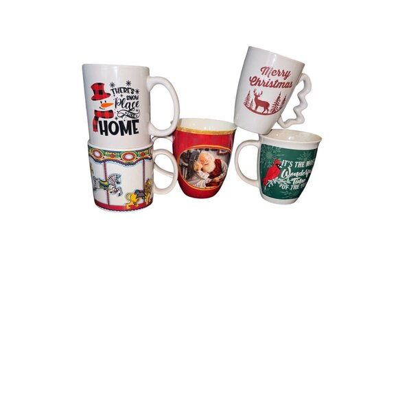 Christmas Themed Ceramic Mug Set With Santa & Holiday Designs - Picture 1 of 8